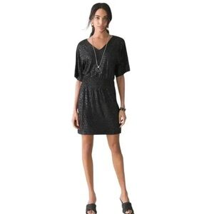 WHBM Smocked waist kimono sleeve dress with subtle leopard pattern